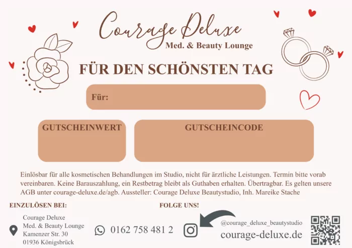 Geschenkgutschein Hochzeit und Braut